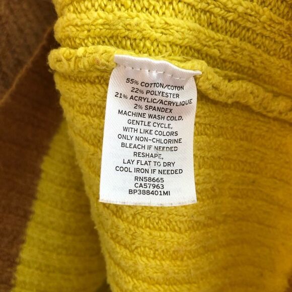 BP Oversized Striped Soft Stretchy Knit Sweater Shirt Yellow Brown - Picture 11 of 12